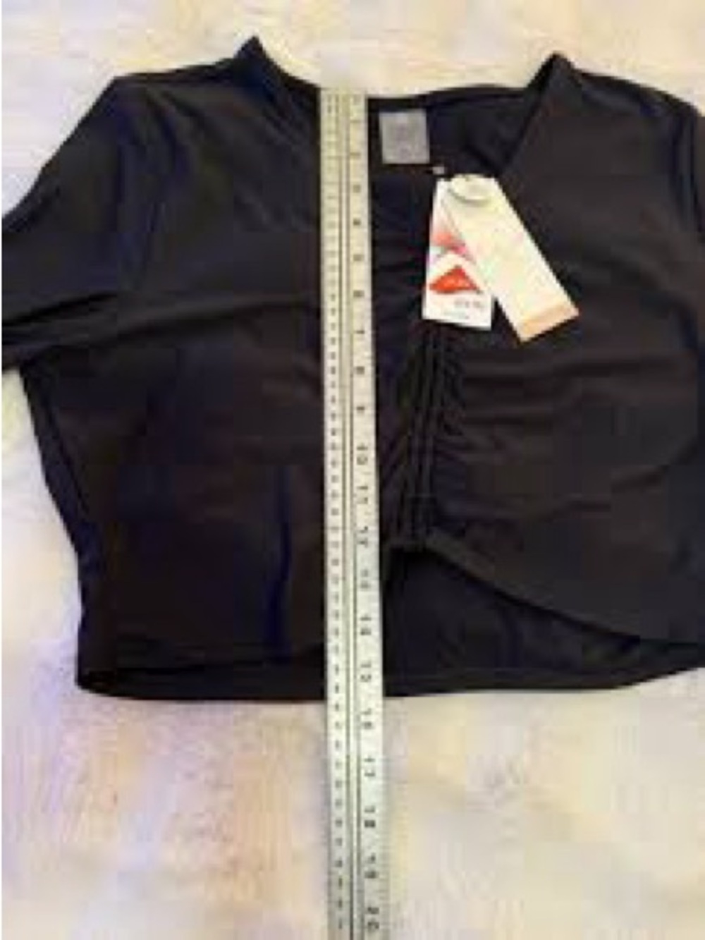 NWT Calia TrueRenew Rash Guard Cropped Flattering Ruched Front- Lycra med